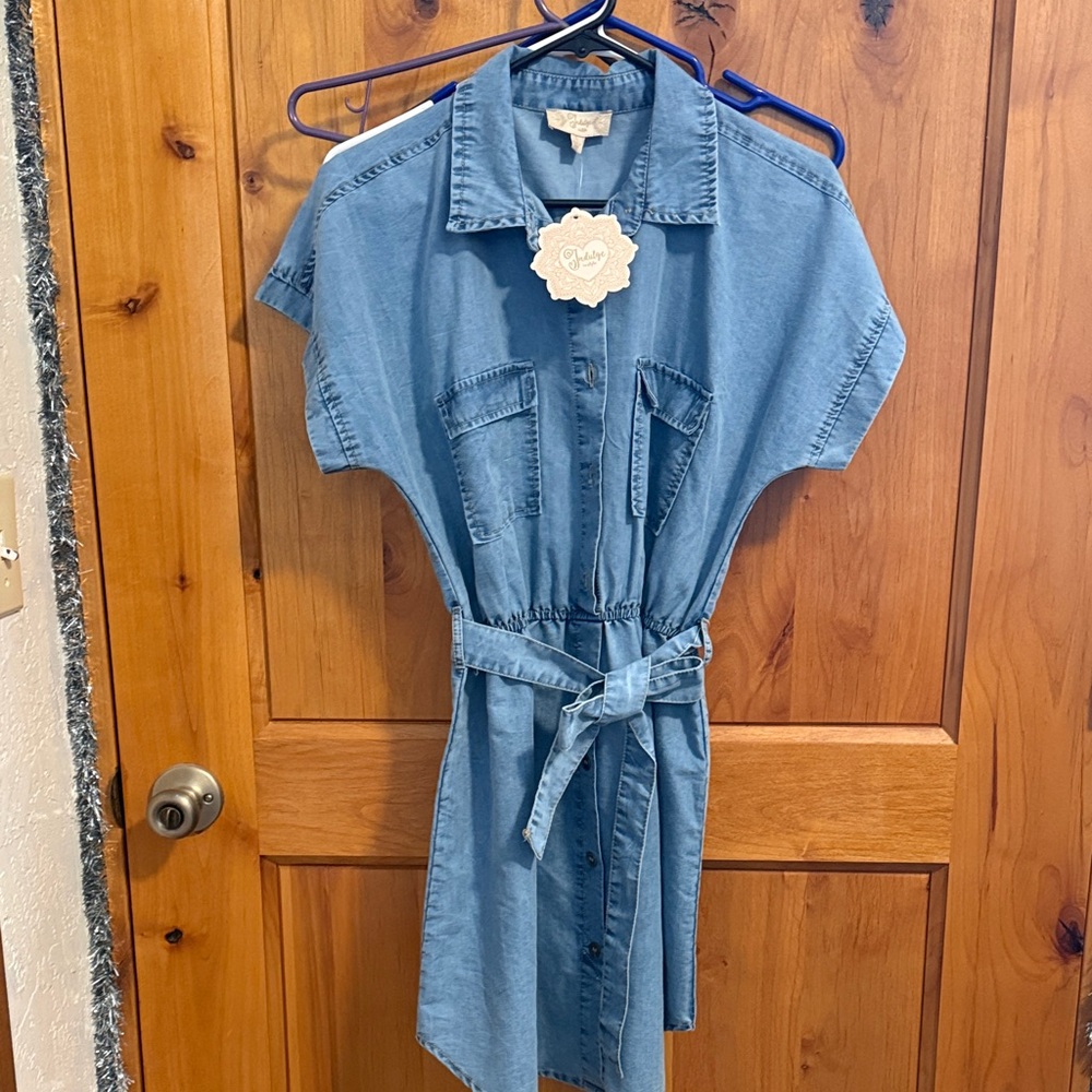 Indigo Blue Button-Up Denim Dress